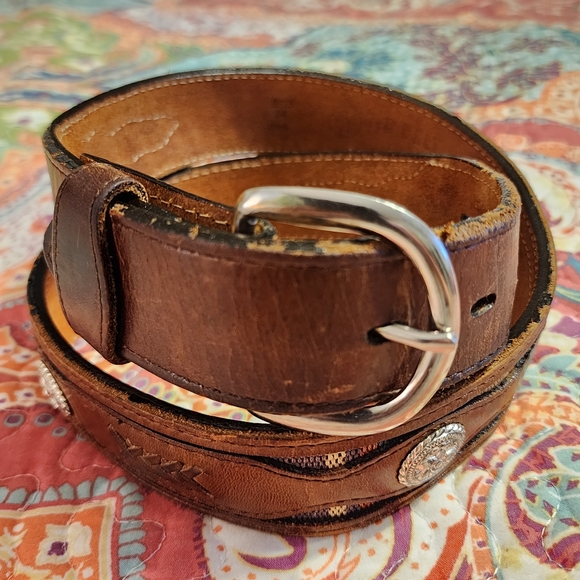 3-D Belt Company Western Boho Leather Belt Size Medium - Picture 4 of 11